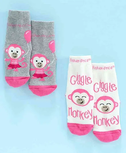 Bonjour Ankle Length Socks Pack of 2 - Grey White
