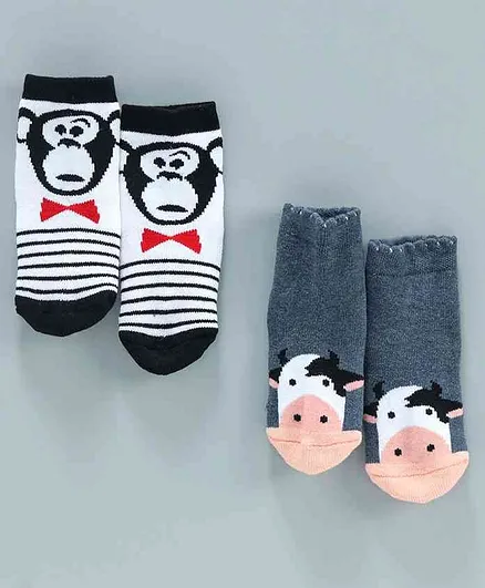 Bonjour Ankle Length Socks Pack of 2 Pairs - Multicolor