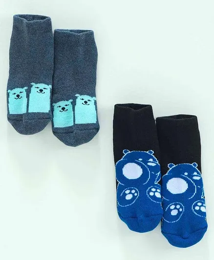 Bonjour Ankle Length Socks Pack of 2 - Grey Blue