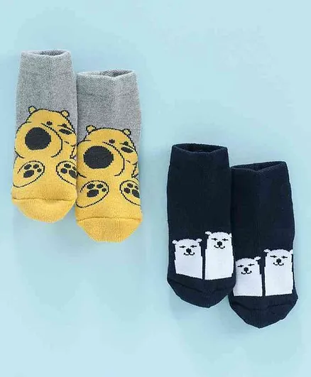 Bonjour Ankle Length Socks Pack of 2 - Grey Blue