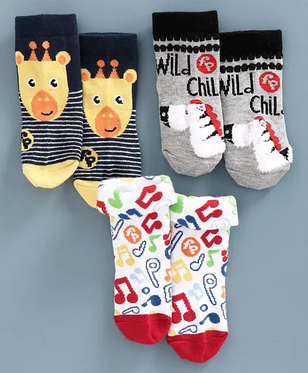 Bonjour Multi Design Ankle Length Socks Set of 3 Pairs - Multicolour