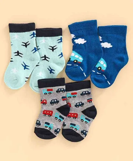 Bonjour Ankle Length Socks Pack of 3 - Blue Grey
