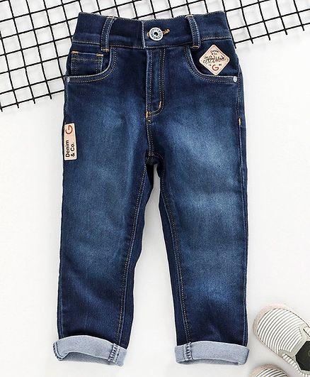 Little Kangaroos Full Length Jeans With Elasticated Waist - Blue