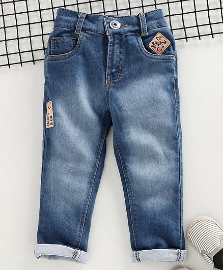 Little Kangaroos Full Length Jeans With Elasticated Waist - Blue