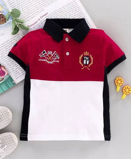 ToffyHouse Half Sleeves Tee Logo Embroidery - Red White