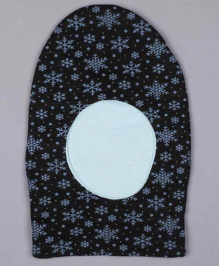 Grandma's Monkey Cap Snow Print Black - Diameter 10 cm