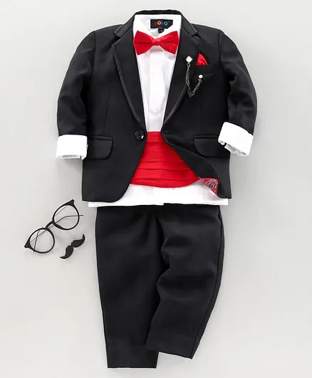 Robofry Full Sleeves 3 Pieces Part Suit with Bow - Black