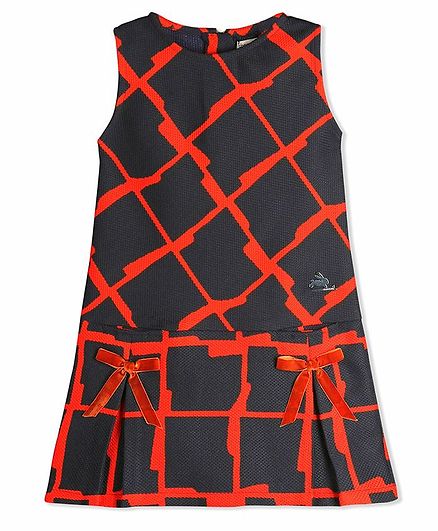 Cherry Crumble By Nitt Hyman Checked Sleeveless Bow Dress - Black