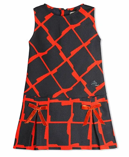 Cherry Crumble By Nitt Hyman Checked Sleeveless Bow Dress - Black