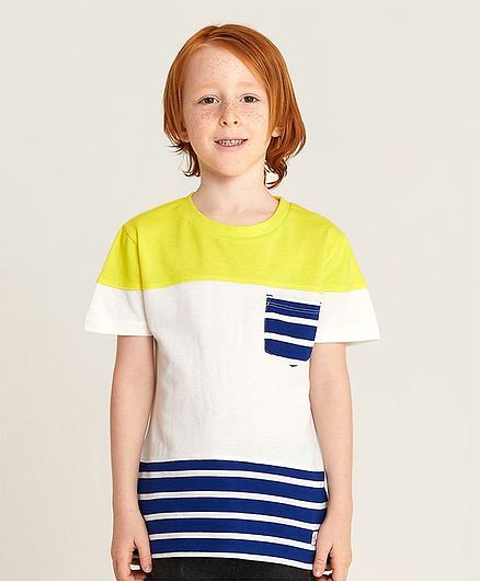 Cherry Crumble By Nitt Hyman Half Sleeves Striped T-Shirt - Yellow