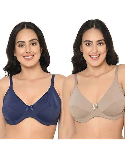 Curvy Love Pack Of 2 Medium Coverage Plus Size Bra - Blue Brown