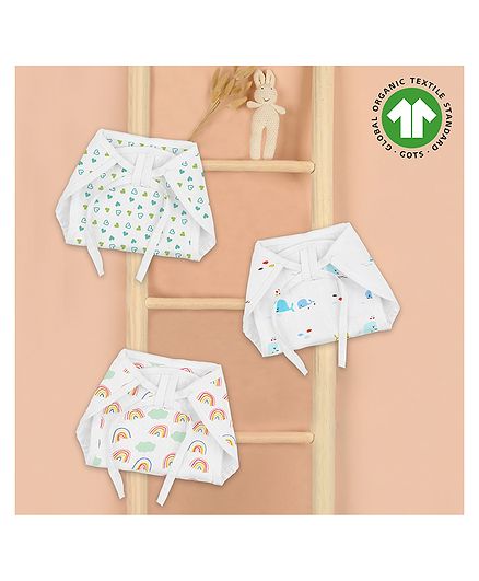 Mom's Home 6 Layered Muslin Cloth Nappies Set of 3 - White