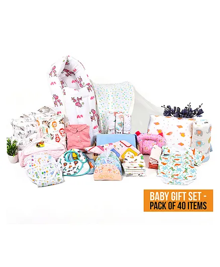 Mom's Home New Born Baby Essentials Gift Box Multicolor - Pack of 40