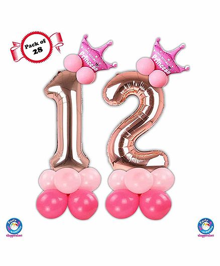 Shopperskart 12th Birthday Balloon Decoration Kit Rose Gold - Pack of 28