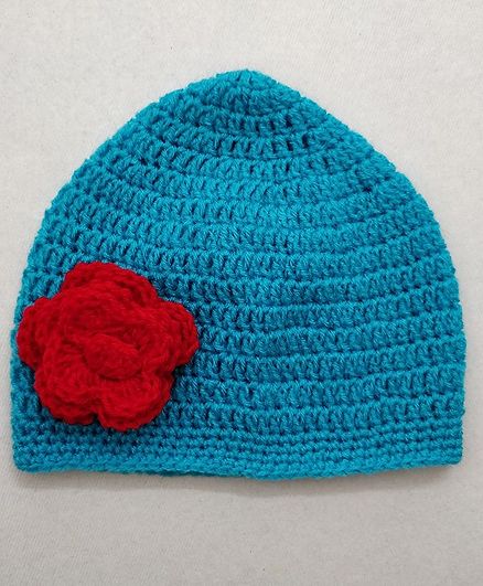 Knit Masters Flower Applique Cap - Blue