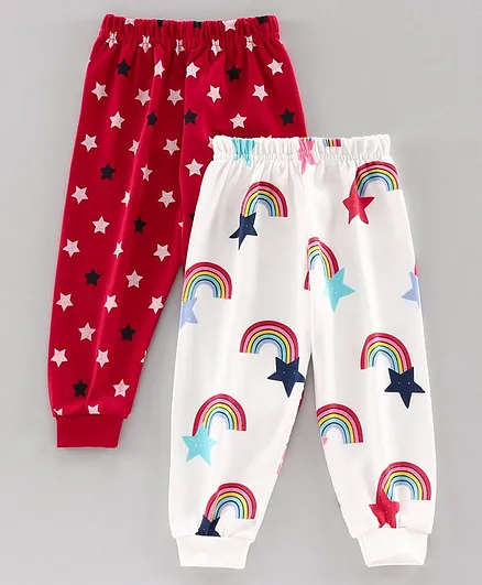 Teddy Full Length Printed Lounge Pant Pack of 2 - Red White