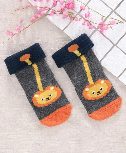 Cute Walk by Babyhug Ankle Length Anti Bacterial Socks - Grey Orange