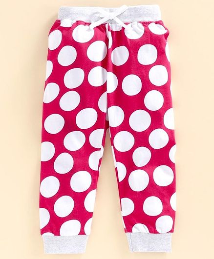 Ollypop Full Length Lounge Pant Polka Dot Print - Red Pink