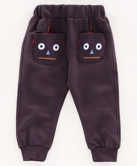 Mini Taurus Full Length Lounge Pant Pocket Robot Embroidery - Dark Grey