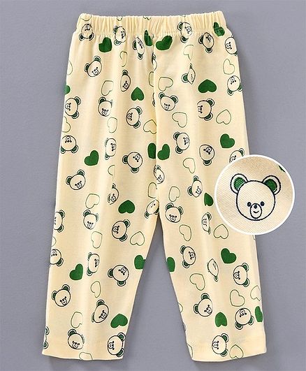 Tango Full Length Pajama Bear Print - Light Yellow