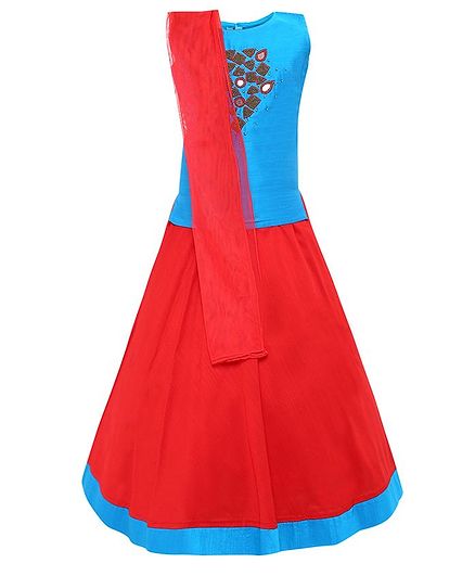 Aarika Sleeveless Bead Embellished Choli With Lehenga & Dupatta - Blue
