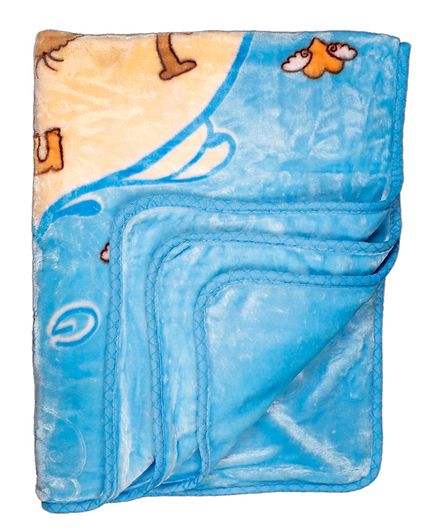 Kidlingss Double Ply Mink Blanket Bear Print - Blue