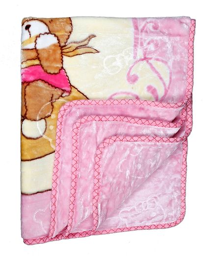 Kidlingss Double Ply Mink Blanket Bear Print - Pink