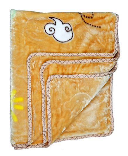 Kidlingss Double Ply Mink Blanket Teddy Print - Yellow