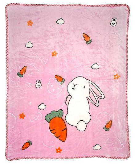 Kidlingss Double Ply Mink Blanket Bunny Design - Pink