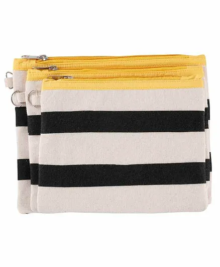 My Gift Booth Striped Accessory Pouches Set of 3 - White Black