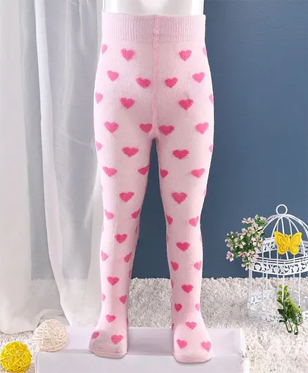Mustang Footed Tights Heart Design - Light Pink