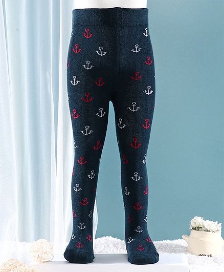 Mustang Footed Tights Anchor Design - Navy Blue