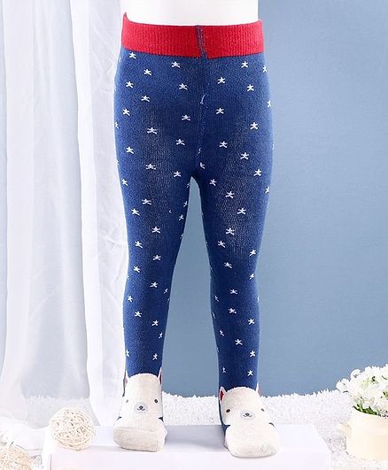 Mustang Footed Tights Bear Design - Blue