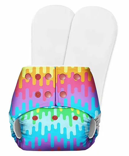 SuperBottoms Basic Pocket Diaper with 2 Inserts Rainbow Print - Multicolour