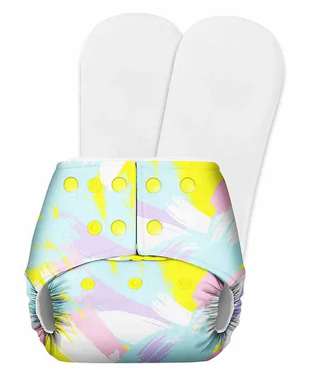 SuperBottoms Basic Pocket Diaper with 2 Inserts Swooshes Print - Multicolour