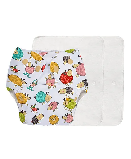 SuperBottoms Basic Pocket Diaper with 2 Inserts Doodle Print - Multicolour