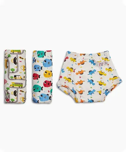 SuperBottoms 100% Cotton Padded Underwear Diapers Pack of 3 - Multicolour