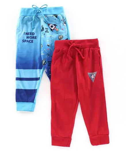 Eteenz Full Length Lounge Pants Rocket Print Pack of 2 - Blue Red