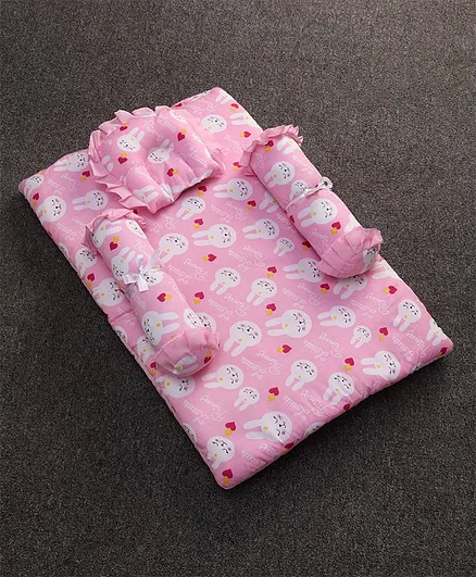 Zoe Baby Gadda Set Bunny Print - Pink