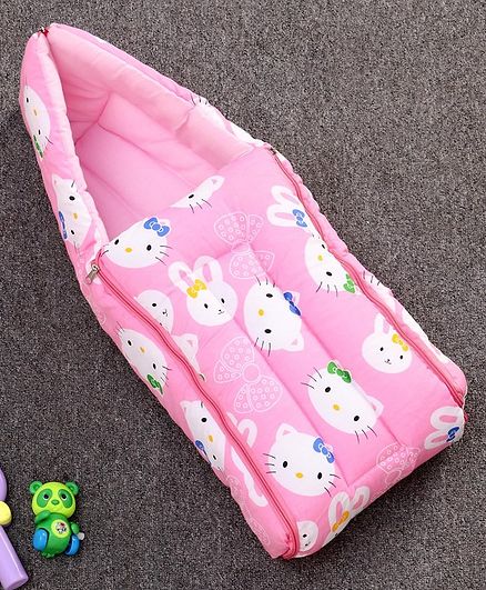 Zoe Baby Sleeping Bag Kitten Print - Pink
