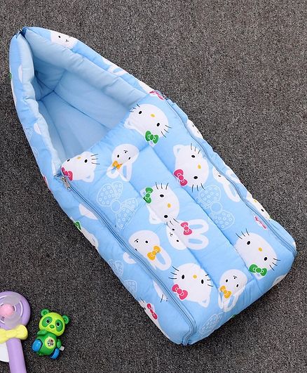 Zoe Baby Sleeping Bag Kitten Print - Blue