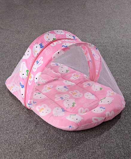 Mosquito Net with Mattress and Pillow Kitty Print - Pink