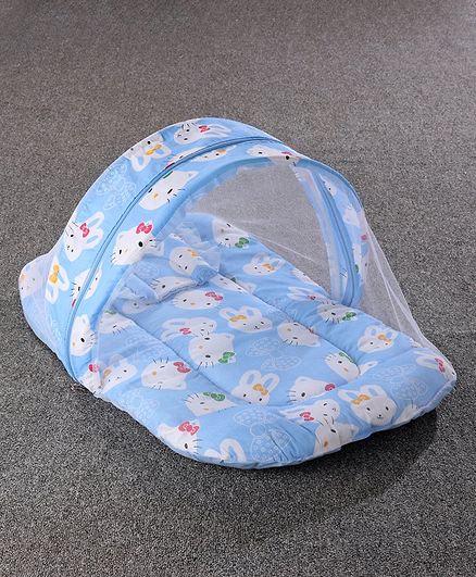 Mosquito Net with Mattress and Pillow Kitty Print - Blue