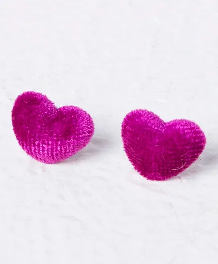 Kidcetra Heart Shaped Velvet Earrings - Purple