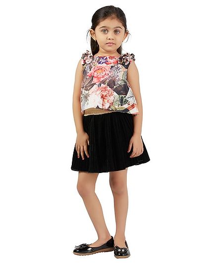 PinkCow Sleeveless Floral Print Ruffle Detailing Top - Pink