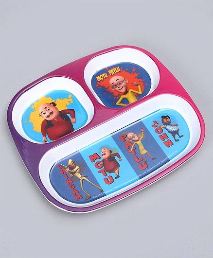 Motu Patlu Sectioned Plate - Purple