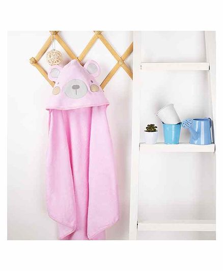 Kicks & Crawl Bear Design Hooded Towel - Pink