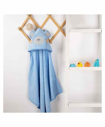 Kicks & Crawl Bear Design Hooded Towel - Blue