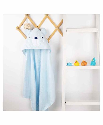 Kicks & Crawl Bear Design Hooded Towel - Blue