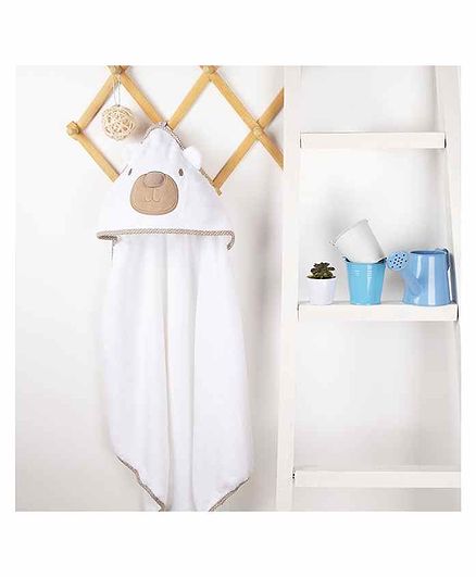 Kicks & Crawl Polar Bear Design Hooded Towel - White